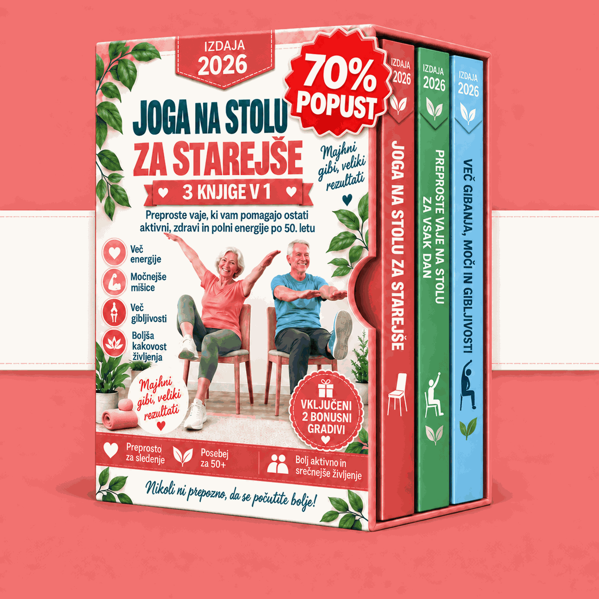 Gimnastika na stolu za starejše – 3 Knjige v 1