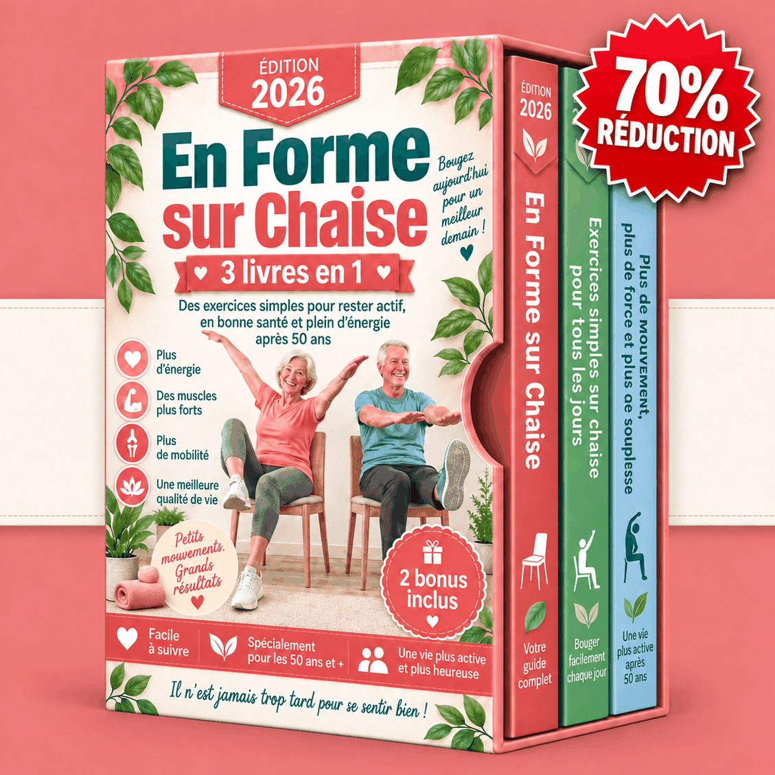 Exercices sur Chaise pour Seniors – 3 Livres en 1