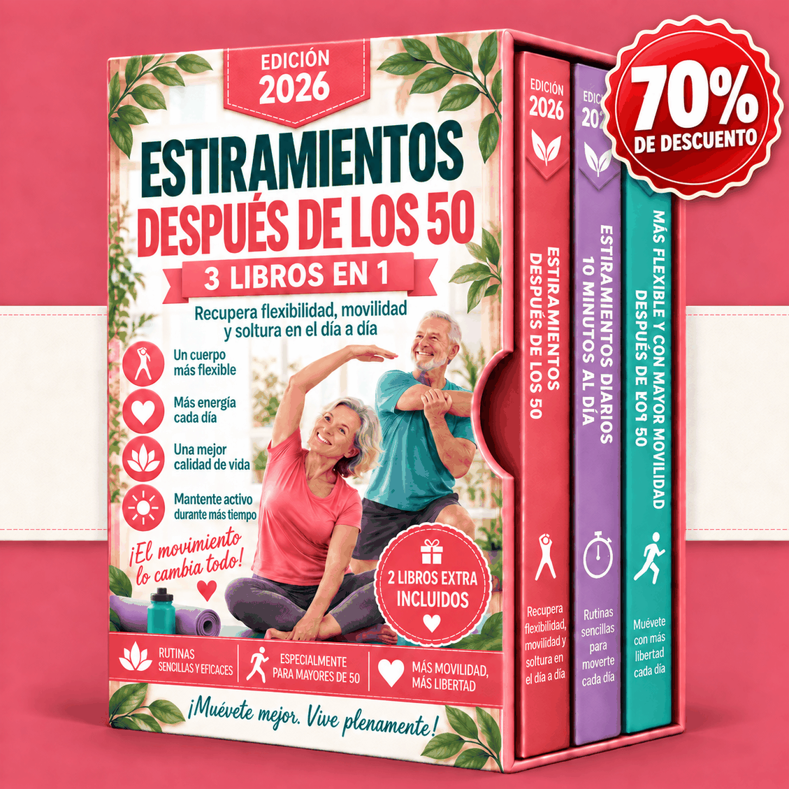 Estiramientos Después de los 50 – 3 Libros en 1