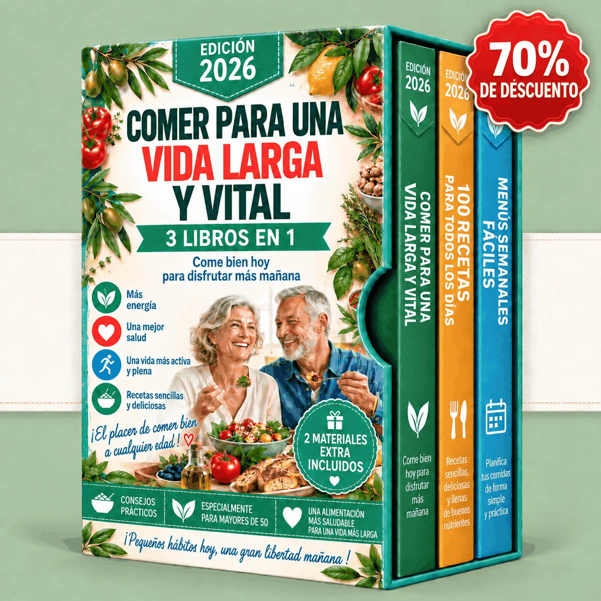 Dieta de Longevidad: 100 Recetas – 3 Libros en 1