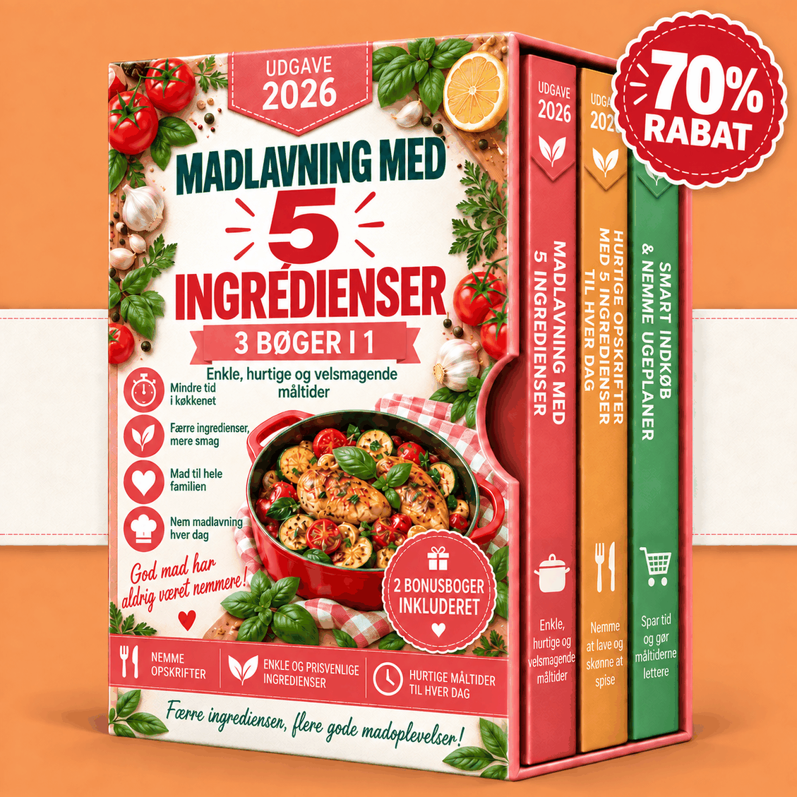 5-Ingrediens Opskrifter – 3 Bøger i 1