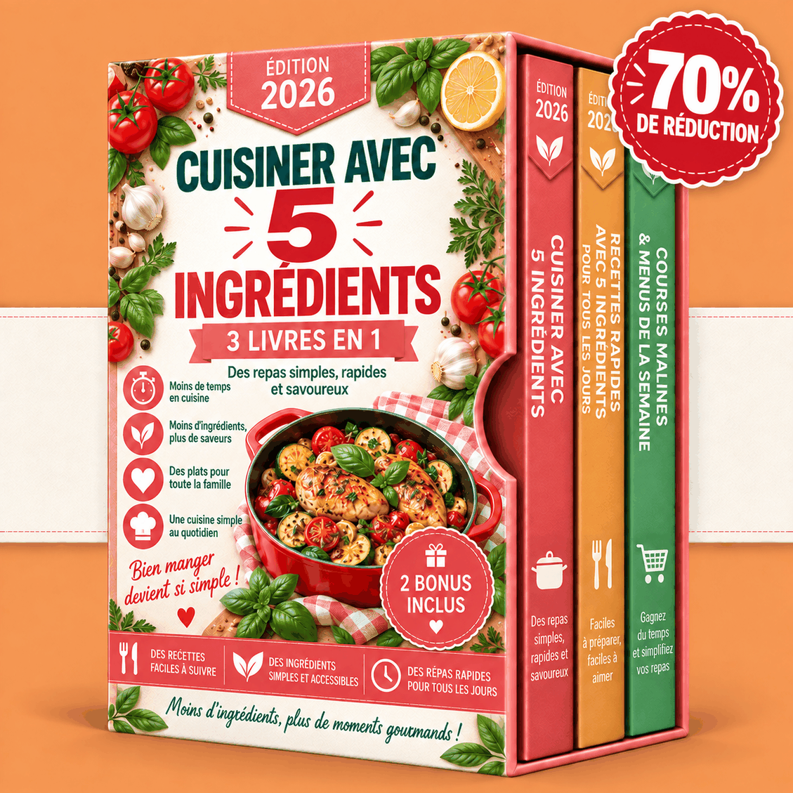 Recettes à 5 Ingrédients – 3 Livres en 1