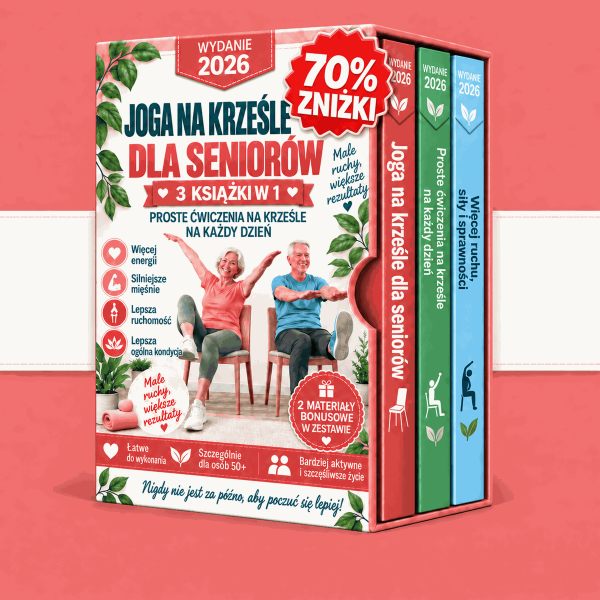 Ćwiczenia na krześle dla seniorów – 3 Książki w 1