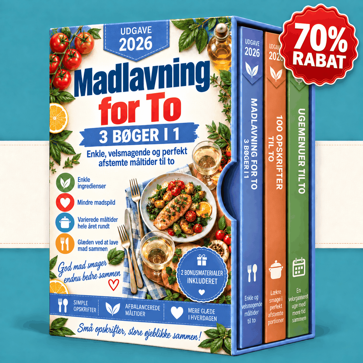 Opskrifter til To – 3 Bøger i 1