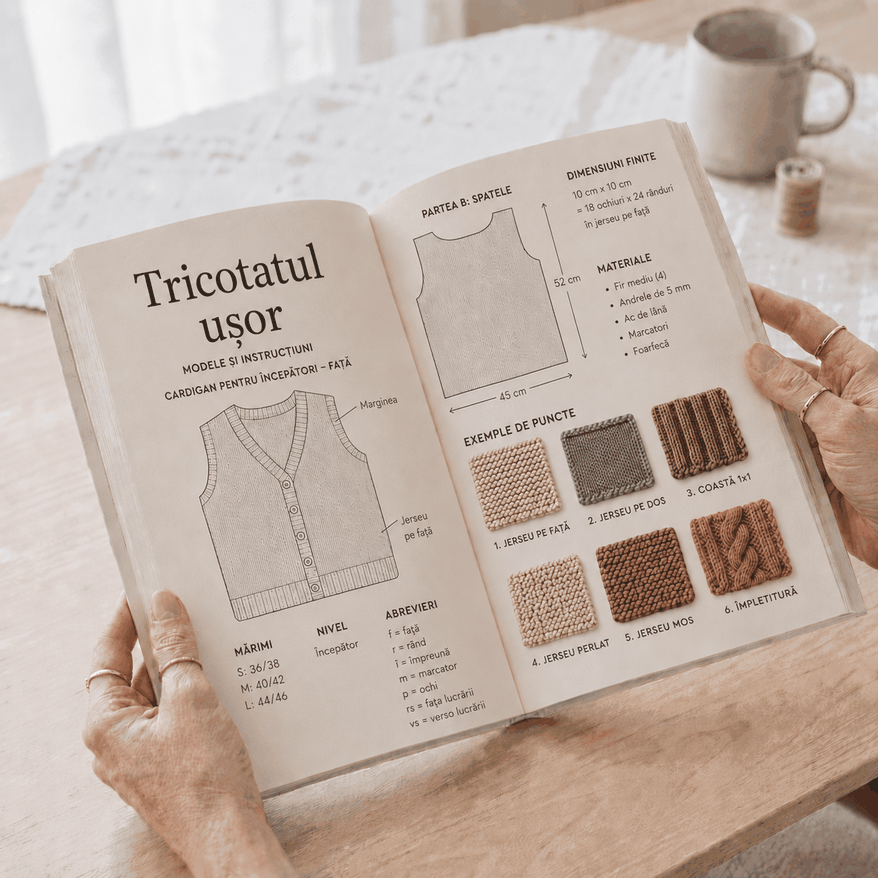 Previzualizare interioară a ghidului de tricotat