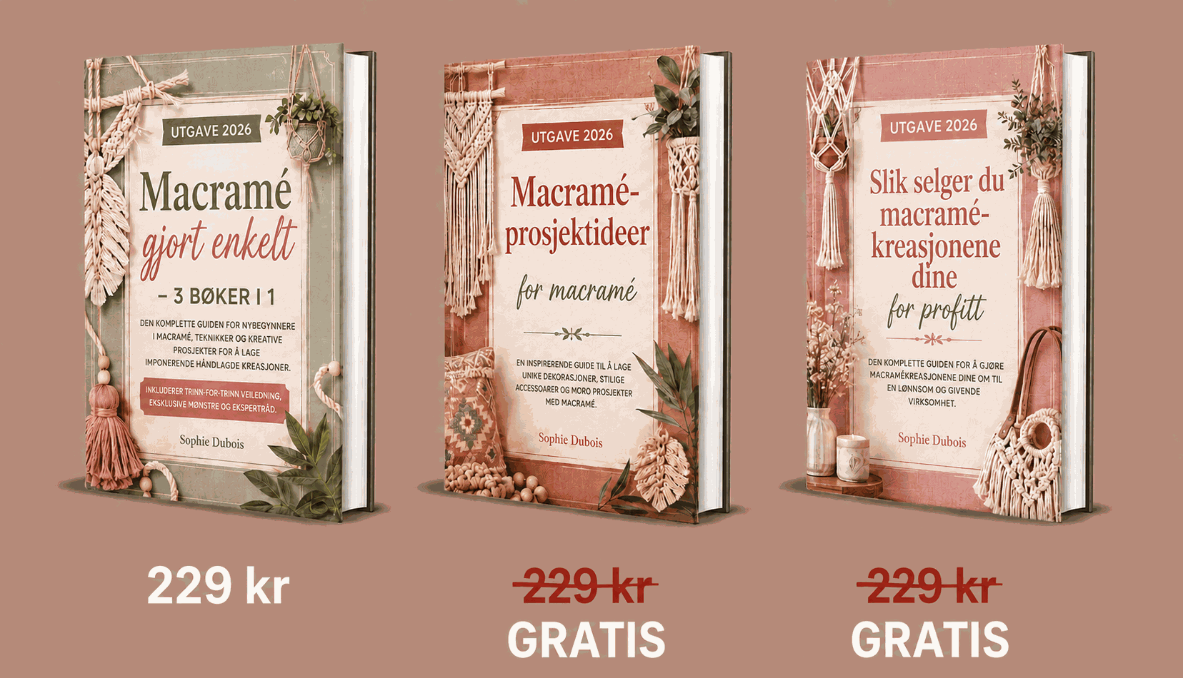 Makramé Gjort Enkelt – De 3 bøkene