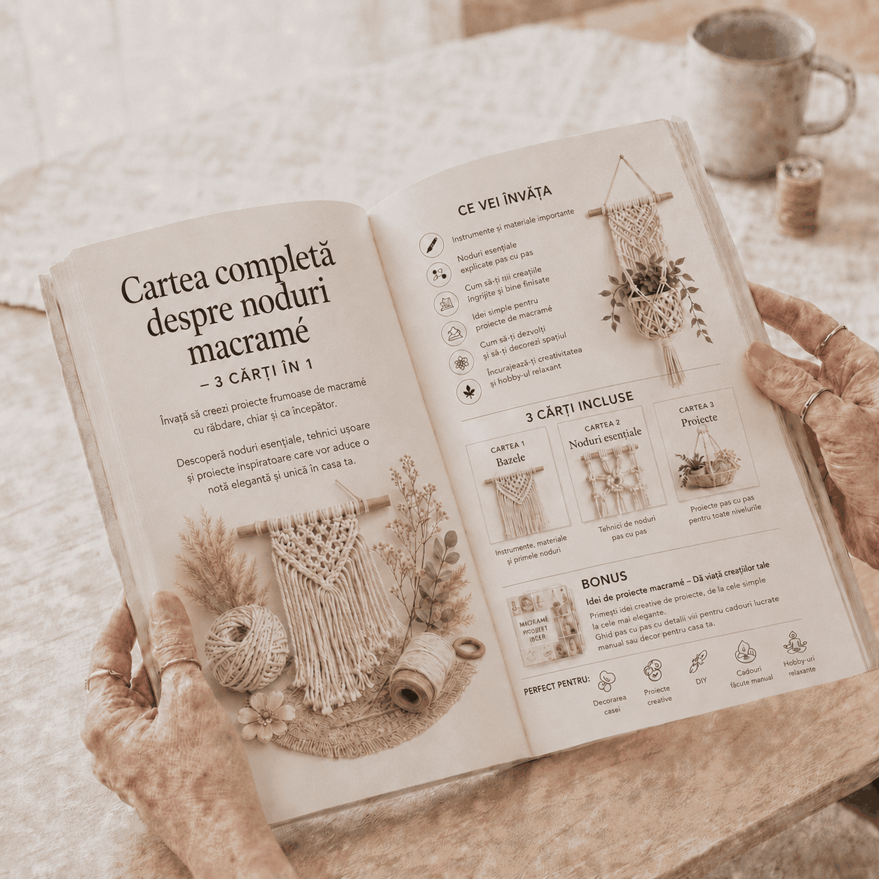 Previzualizare interioară a ghidului de macrame