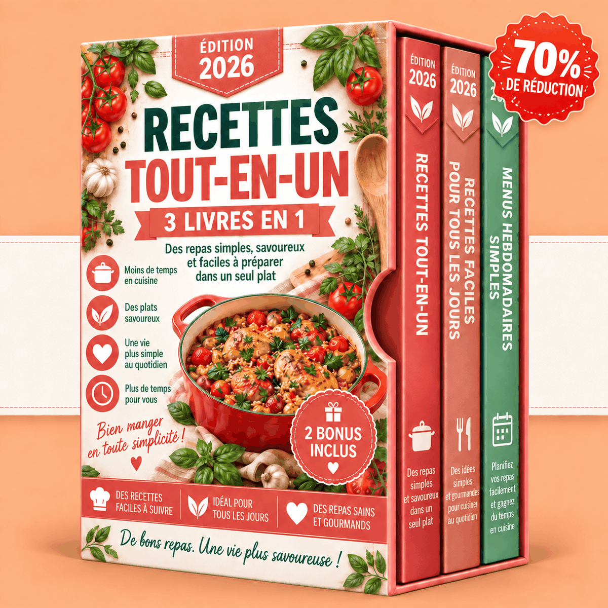 Recettes en Une Seule Cocotte – 3 Livres en 1