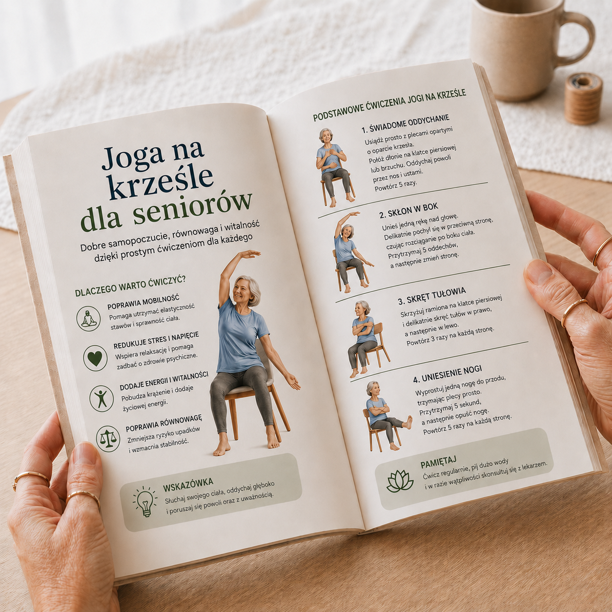Rzut oka na strony jogi na krześle dla seniorów