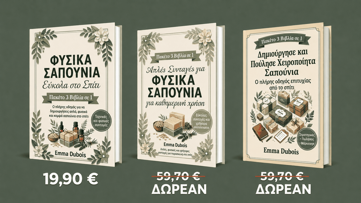 Σπιτικά Φυσικά Σαπούνια Με Απλό Τρόπο – 3 Βιβλία σε 1