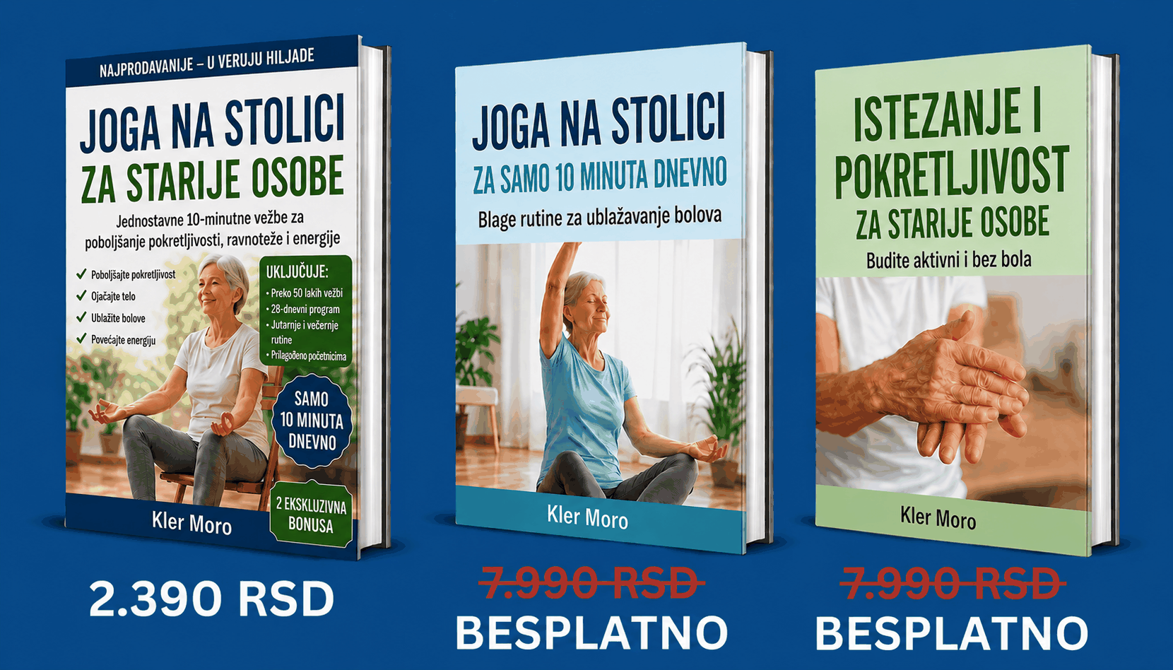 Pregled kompleta od 3 knjige Joga na stolici za starije