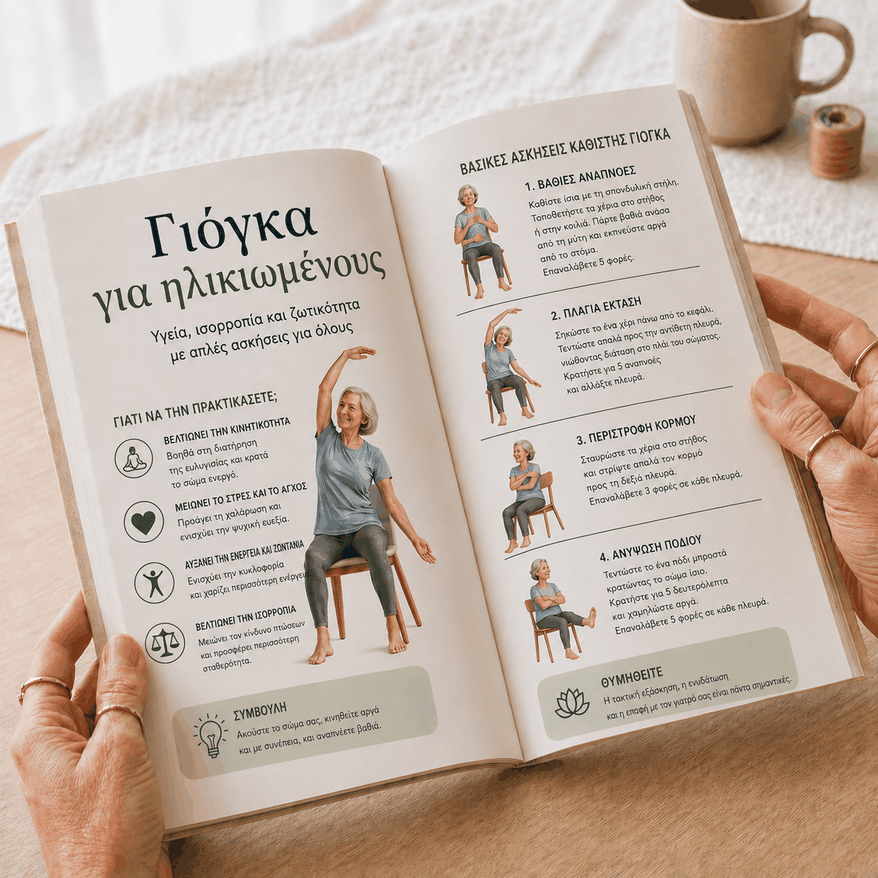 Smugkig på siderne i stolyoga for seniorer